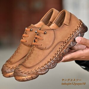  new goods bargain sale * walking shoes men's original leather shoes gentleman shoes sneakers cow leather Loafer mountain climbing shoes outdoor ventilation Brown 26.0cm