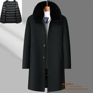 新品特売 定価15万*メンズコート 厚手 ビジネスコート 高級 ダウンジャケット 超希少 ロングコート WOOL ウール 紳士スーツ ブラック M