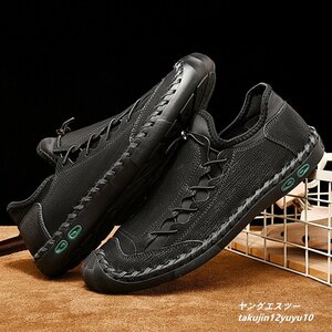  popular new goods * walking shoes men's Loafer original leather shoes light weight sneakers high class slip-on shoes gentleman shoes ventilation black 26.0cm