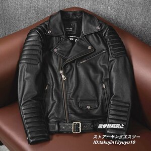 29万 最上級*ナッパ 新品フライトジャケット 牛革 ライダース 手作り バイクウェア ヴィンテージ イタリアンレザージャケット超レア 黒 S