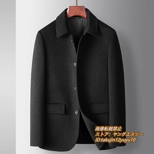 定価12万*新品 メンズコート カシミヤ ウールコート ビジネスコート チェスターコート *WOOL ロングコート 紳士 アウター ブラック 3XL