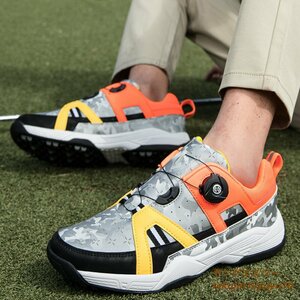  high class goods new goods golf shoes sport shoes Fit feeling sport shoes soft spike strong grip light weight elasticity . ventilation waterproof . slide orange 25.0cm