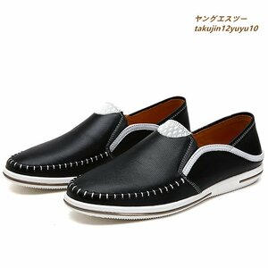  new goods Loafer slip-on shoes men's sneakers light weight walking switch driving shoes super beautiful color scheme sandals gentleman shoes ventilation black 25.0cm