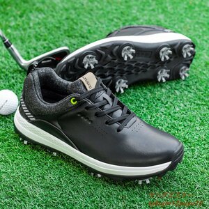  туфли для гольфа мужской soft шиповки сильный рукоятка 4E спортивная обувь новый товар спорт обувь легкий Fit чувство эластичность . водонепроницаемый . скользить выдерживающий . чёрный 25.0cm