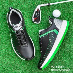  new goods sale golf shoes men's sneakers sport shoes Dennis sport shoes walking shoes light weight waterproof . slide enduring . black / green 25.0cm
