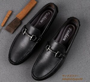  туфли без застежки новый товар Loafer телячья кожа мужской обувь для вождения Англия способ кожа обувь большой размер есть три выбор цвета черный 27.5cm