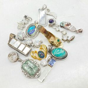 ■ペンダントトップ30点おまとめ■m約82g ムーンストーン ローズクォーツ CZ アマゾナイト オパール accessory pendant jewelry silver CE0の画像2