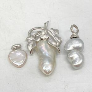 宝石付き!!■バロックパールアクセサリー11点おまとめ■m 約74g pearl 淡水 バロック accessory pendant jewelry silver CE0の画像3