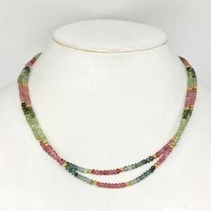 ■K18マルチカラートルマリンネックレス■m重量約15g tourmaline jewelry ネックレス necklace accessoryアクセサリー EA5