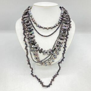 ■淡水パールネックレス6点おまとめ■m約194g 真珠 パール バロック ケシ 真珠 本真珠 pearl Pearl necklace jewelry silver DA0 