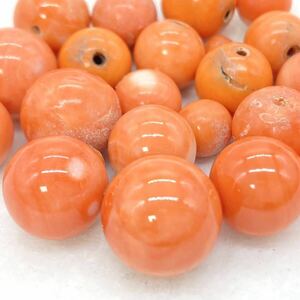 ■珊瑚アクセサリーパーツおまとめ■m重量約50g /250ct ルース 裸石 宝石 パーツ jewelry coral コーラル サンゴ 丸玉 両穴 珊瑚 CE0