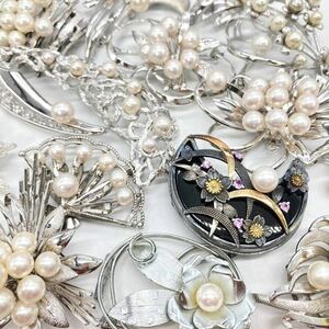 K18 attaching!!# Akoya book@ pearl brooch 16 point . summarize #j approximately 188g pearl Akoya pearl broach accessory jewelry silver CE0