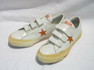 希少 中古品☆ レア日本製 made in JAPAN converse ワンスター ベルクロ V-3 J V-3 ONE STAR ワンスターホワイト オレンジ US7,5/26cm