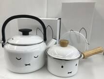 (未使用品）ミッフィー/miffy 2.0Lケトル＆12㎝ソースパン　2点セット 富士ホーロー/MFF-2.0K/MFF-12S/やかん/鍋_画像1