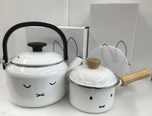 (未使用品）ミッフィー/miffy 2.0Lケトル＆12㎝ソースパン　2点セット 富士ホーロー/MFF-2.0K/MFF-12S/やかん/鍋