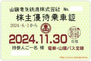 山陽電鉄　株主優待乗車証「電車バス」持参人　　定期券タイプ　　山陽電気鉄道