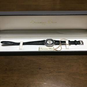 稼働品 Christian Dior クリスチャンディオール D48-100 ローマン オクタゴン クオーツ 腕時計 レディース 箱付き 