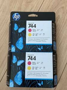 *28 2 piece set HP 744 print head magenta yellow F9J87A use time limit 2024.10 month picture reference!!