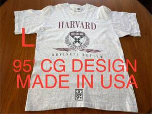 貴重！95' VINTAGE CG DESIGN ハーバード　シングルステッチ　アメリカ製　MADE IN USA アートTシャツ　ヴィンテージ 