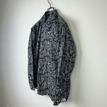 barassi MILANO バラシ　ペイズリー柄　長袖シャツ　48 黒　総柄　コーデュロイ　長袖　シャツ　ブラック　Lサイズ相当_画像2