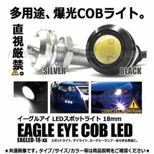 送料無料 爆光 イーグルアイ LED スポットライト 【シルバー本体/ホワイトLED】 2個SET COB ボルト型 フォグ カーテシー 外装