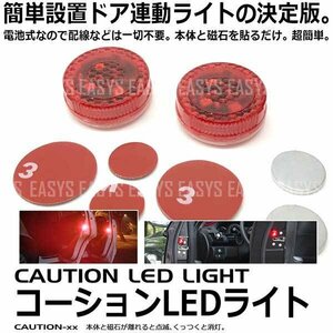 送料無料 コーションLEDライト 【レインボー】 配線不要 自動 簡単 電池式 ドア ライト 開閉連動 磁石スイッチ式 カーテシー ランプ 外装