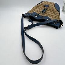 現行品・美品 GUCCI 2way ショルダーバッグ ハンドバッグ GG キャンバス ブルー 巾着バック_画像7