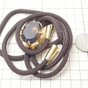 Q069 ループタイ 天然石 スモーキークォーツ 水晶 カットデザイン 50cm アクセサリー bolo Poler Tieの画像9