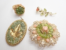 M152　天然石 ストーンアクセサリー 9点セット かんらん石 ネックレス ブローチ Various Colored Stone necklace _画像5