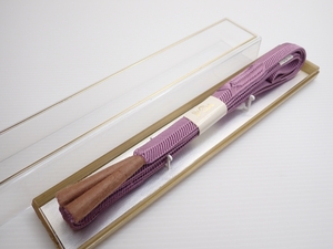 I309　帯締め 平組 くみひも 紫色 絹100％ 和装小物/着物/帯紐 Japanese Kimono Accessories