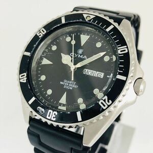 CYMA Cima diver 200M QZ day date 9111 black face men's operation B3