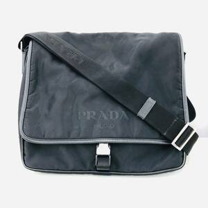 PRADA nylon shoulder bag diagonal .. messenger bag black B4