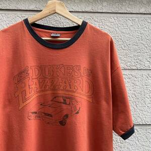 00s USA古着 オレンジ リンガーTシャツ 半袖Tシャツ プリントTシャツ M THE DUKES OF HAZZARD アメリカ古着 vintage ヴィンテージ XL 車