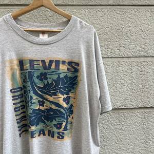 90s USA製 リーバイス プリントTシャツ 半袖Tシャツ 花柄 Levi's レディース ワンサイズ アメリカ製 古着 vintage ヴィンテージ グレー