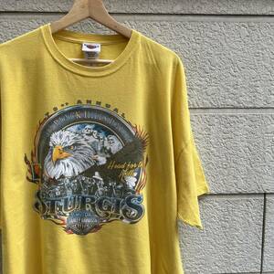 USED USA古着 ハーレーダビッドソン プリントTシャツ 半袖Tシャツ 黄色 HARLEY DAVIDSON アメリカ古着 vintage ヴィンテージ ビッグサイズ