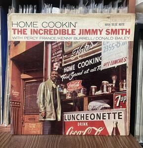 送料込みBlue Note/ BLP4050/ HOME COOKIN・ JIMMY SMITH/ MONO/ RVG刻印有り・耳マーク有り・ 溝有り/ジャケダメージ有り