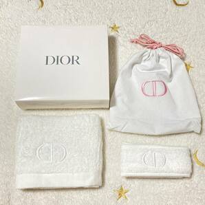 新品 箱付き DIOR ディオール ノベルティ フェイスタオル ヘアバンド 巾着 セット 長期保管品 日用品 黄ばみありの画像1