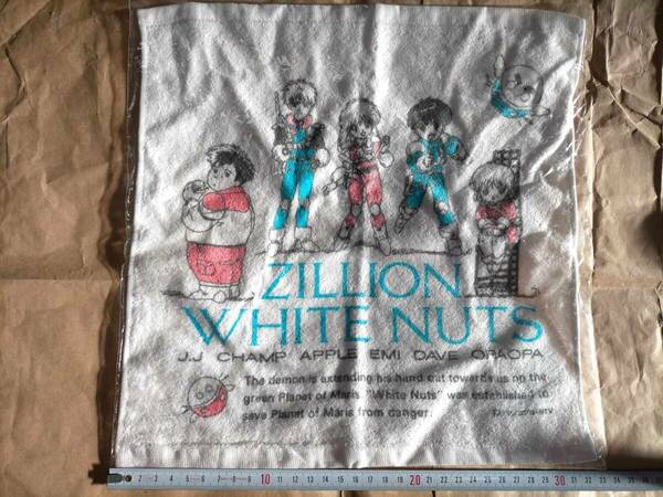 当時物 赤い光弾 ジリオン ミニ ハンド タオル ハンカチ anime Red Photon Zillion WHITE NUTS J.J CHAMP APPLE handkerchief face towel