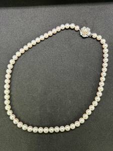 真珠 パール ネックレス 真珠光沢 直径約7.0㎜玉 SILVER 約30.6g 24-523-2