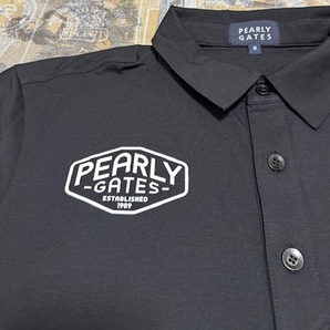 ・未使用 正規品・PEARLY GATES パーリーゲイツ PGプリント ストレッチ ボタンダウン長袖Tシャツ 春夏用 6号 XLサイズ ブラックの画像2