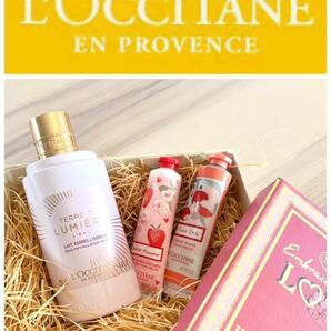 ♪新品未使用お箱入り♪ LOCCITANE 限定ボディミルク&ハンドクリームセット/ロクシタンギフトボディ用乳液チェリーストロベリーSABONサボンの画像1