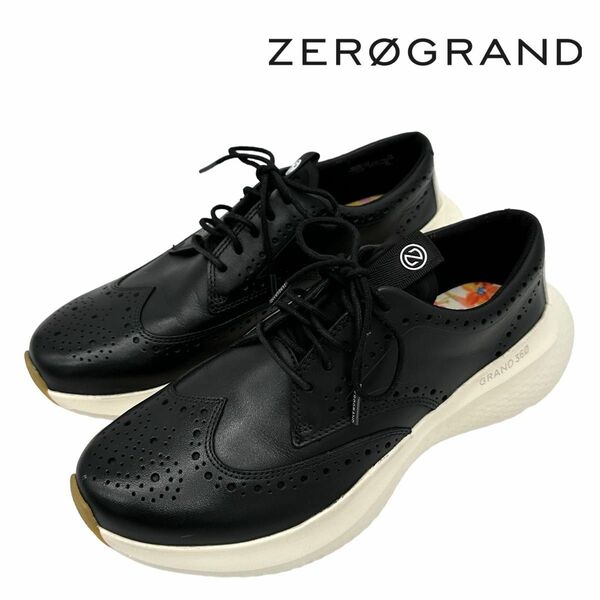〈極美品〉ZERO GRAND ゼログランド【24cm】ウィング スニーカー 黒