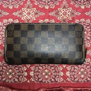 中古品 LOUIS VUITTON ルイヴィトン ダミエ エベヌ ジッピーウォレット ラウンドファスナー 長財布 N60015 CA2122 ブラウン