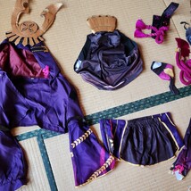原神　久岐忍　Lサイズ　一円スタートコスプレ衣裳　(ヒモとパーツが取れています、使用感があります)　紫と黒に焦げ茶色にピンク_画像1
