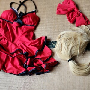 FGO Nero kla ude . light swimsuit second -step S size same etc. one jpy start cosplay .. elasticity equipped skirt 3 layer red . black wig 