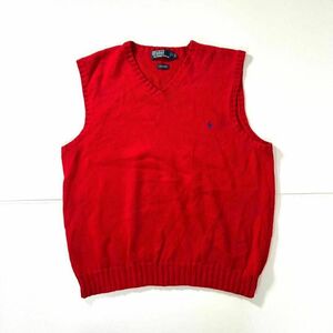 90s polo ralph lauren 赤 ニットベスト L 古着