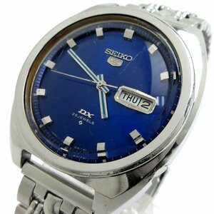 １円 セイコー セイコー5 DX オートマチック メンズ 25石 ブルー文字盤 6106-8180 時計 SEIKO セイコー5 デラックス 自動巻き 希少