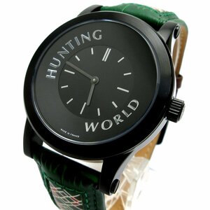  unused storage goods Hunting World soldier men's green black face HWS001 clock HUNTING WORLD quartz box written guarantee operation goods 