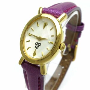  Anna Sui clock cut glass Gold lady's purple silver face Y150-0AD0 ANNA SUI woman quartz 