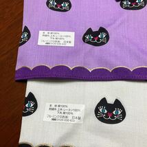 ANNA SUI アナスイ 大判ハンカチ 50㎝四方 ２枚 綿100% 各猫1匹刺繍 日本製_画像8